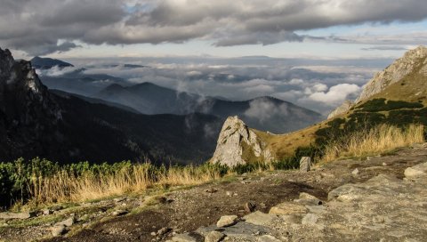 Горы, небо, пейзаж, скалы