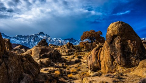 Горы, пустыня, скалы, небо, hdr