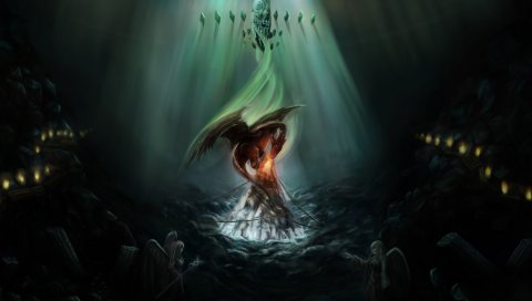 пещеры, дракон, искусство, огонь