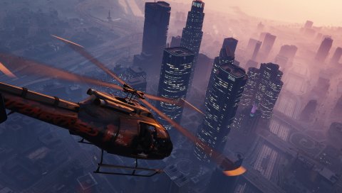 Grand Theft Auto V, GTA 5, вертолет, небо, здание