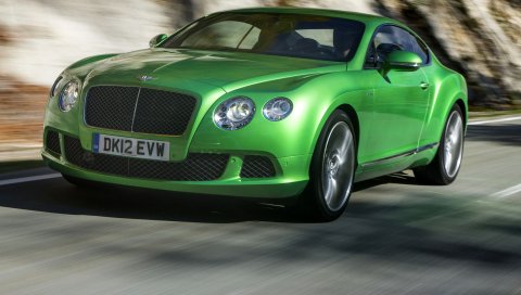Bentley, зеленый, вид сбоку