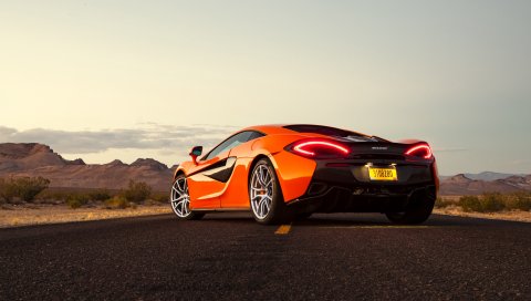 Mclaren, 570s, вид сзади, оранжевый