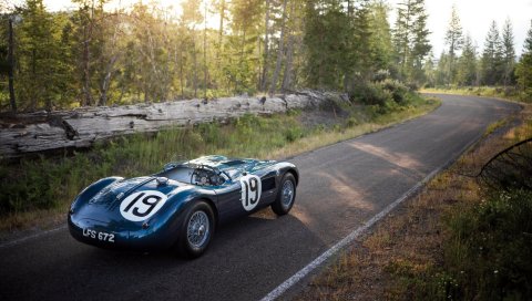 Jaguar, c-type, 1951, спортивный автомобиль, вид сбоку
