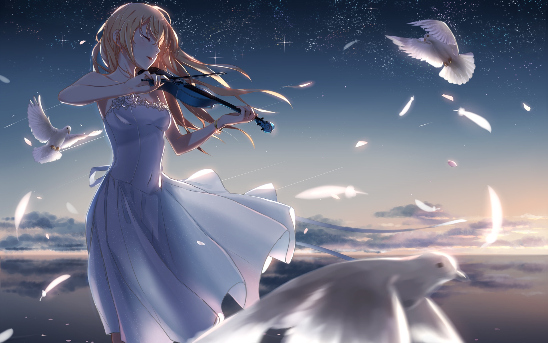 Картинки Shigatsu wa kimi no uso, kaori miyazono, скрипка, женщина фото и обои на рабочий стол