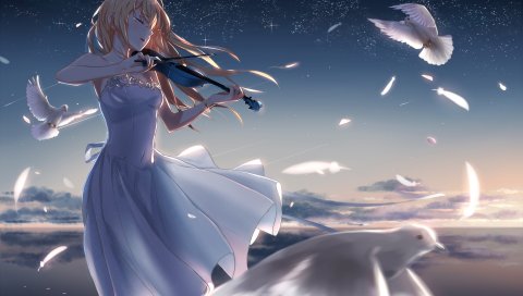Shigatsu wa kimi no uso, kaori miyazono, скрипка, женщина