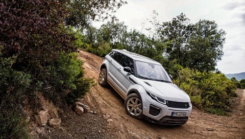 Land Rover, Range Rover, evoque, серебро, спуск