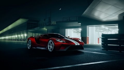 Ford, gt, 2016, красный, вид сбоку