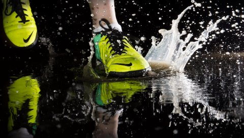 Обувь, nike, брызги, бег