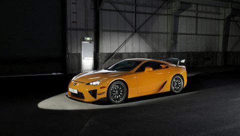 Lexus, lfa, желтый, вид сбоку