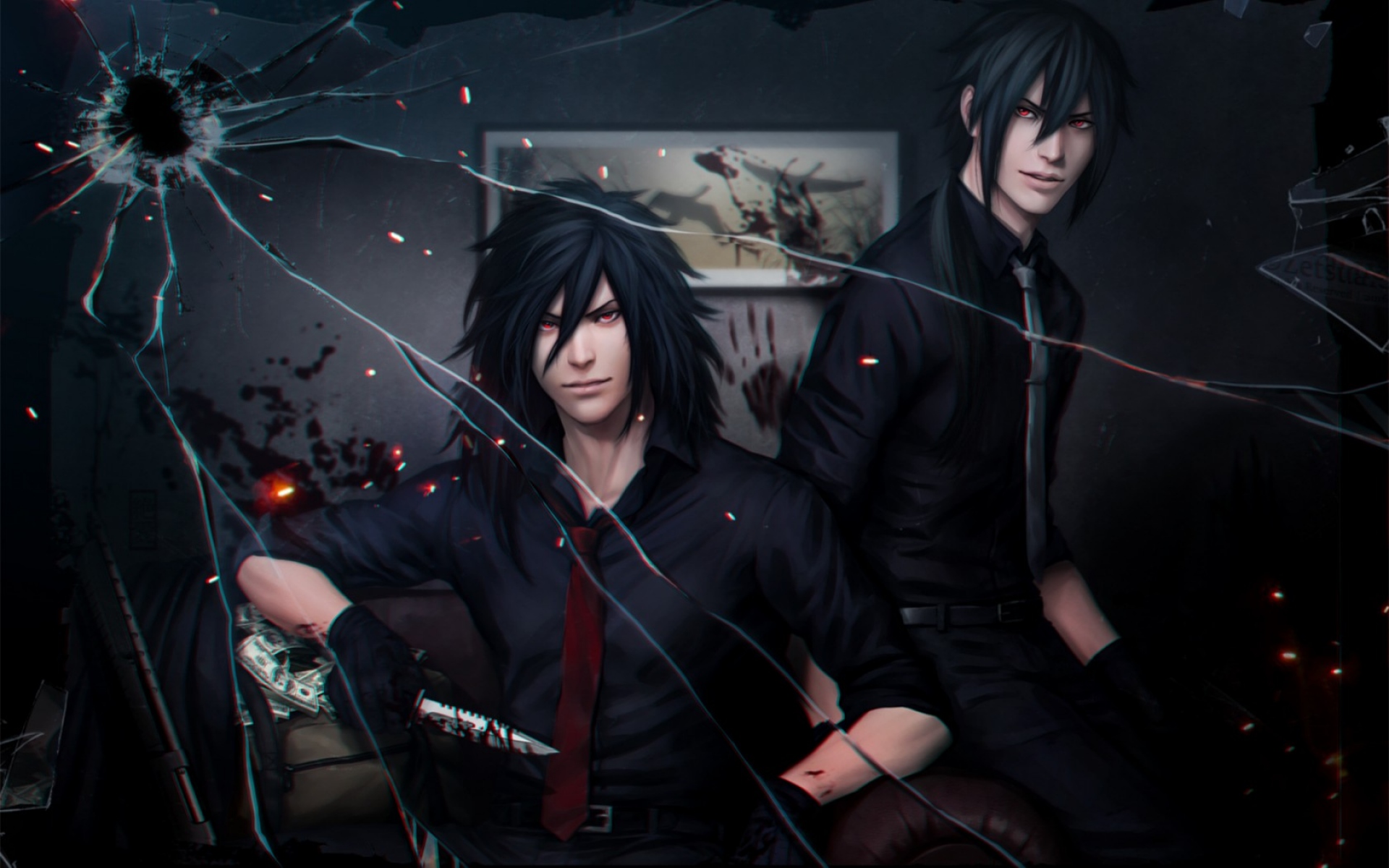 Картинки Izuna uchiha, Наруто, стекло, трещина фото и обои на рабочий стол