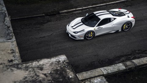 Ferrari, 458, автомобиль, вид сверху
