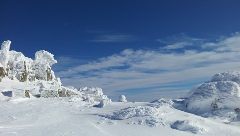 Зима, горы, снег, небо
