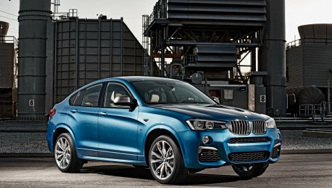 Bmw, x4, m40i, синий, вид сбоку