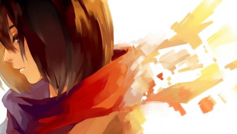 Mikasa ackerman, искусство, лицо, шарф
