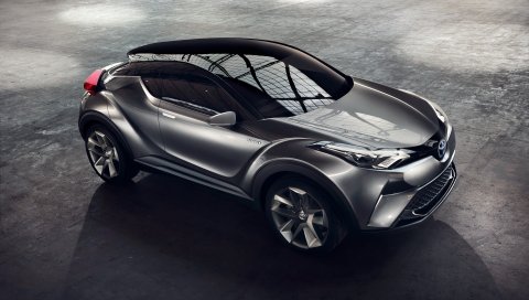 Toyota, c-hr, вид сбоку, серый