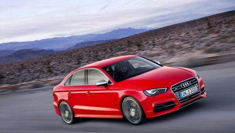 Audi, s3, красный, вид сбоку