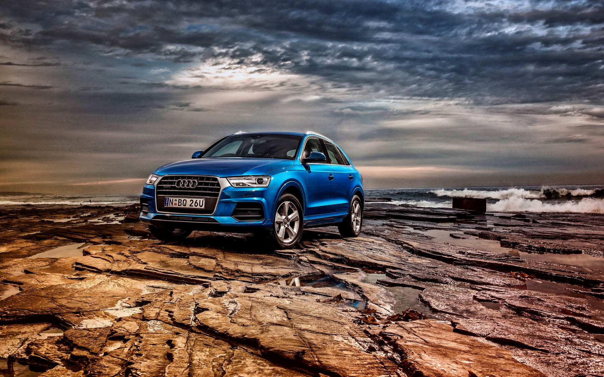 Картинки Audi, q3, tfsi, quattro, au-spec, синий, вид сбоку фото и обои на рабочий стол
