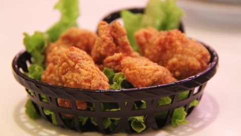 Жареная курица, курица, салат, панировка