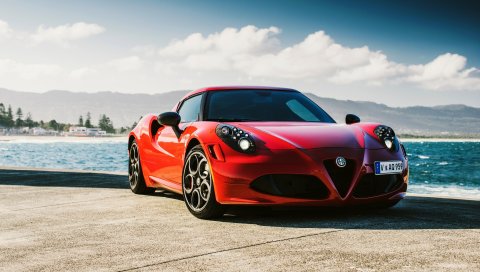 Alfa romeo, 4c, au-spec, красный вид сбоку