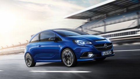 Opel, corsa, синий, вид сбоку