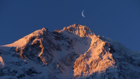 Южный тироль, горы, луна, небо