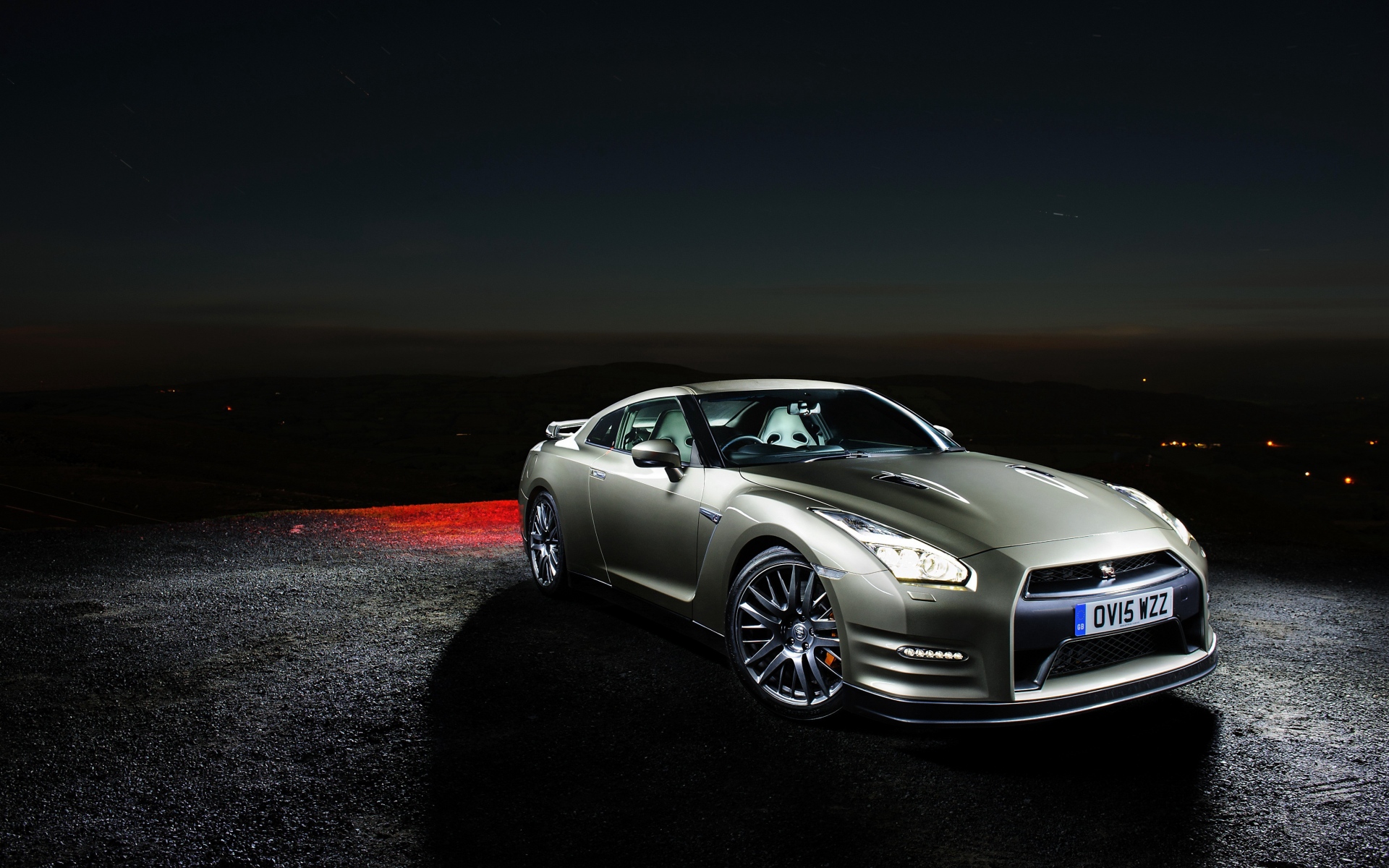 Картинки Nissan, gt-r, вид сбоку, ночь фото и обои на рабочий стол
