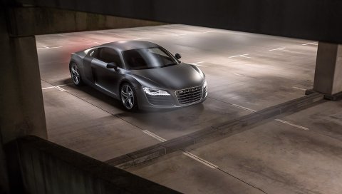 Audi, r8, серый, вид сбоку