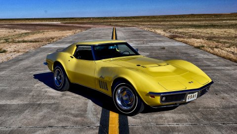 Chevrolet, corvette, 1969, желтый