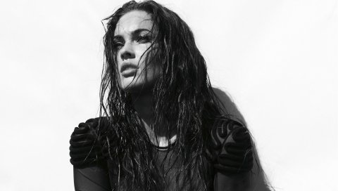 Megan fox, актриса, bw