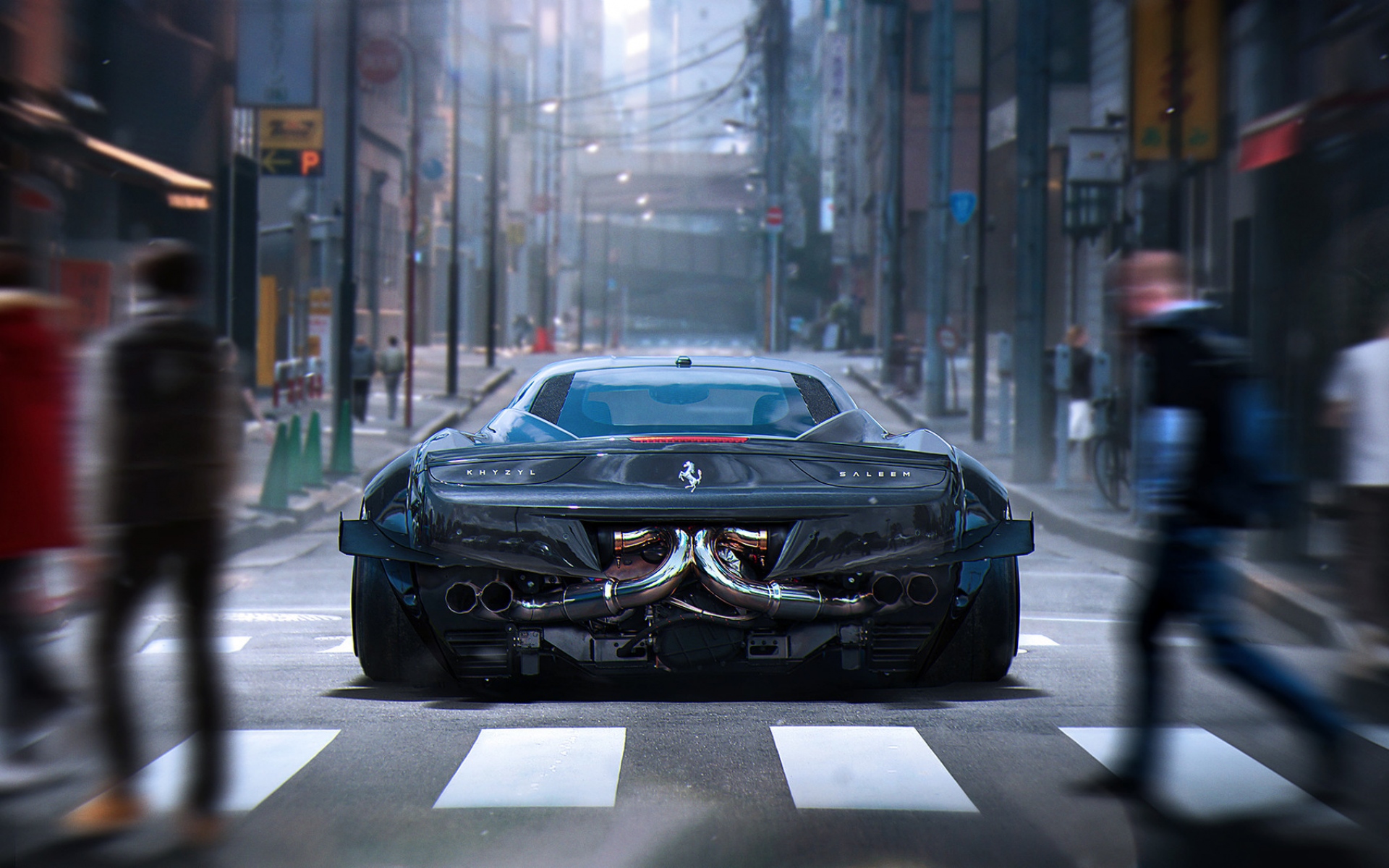 Картинки Ferrari, 458, italia, пешеходный переход, город, вид сзади фото и обои на рабочий стол