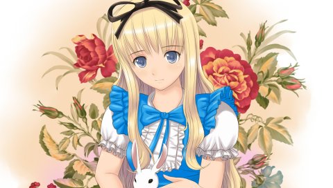 Xiao lian, alice, wonderland, девушка, кролик