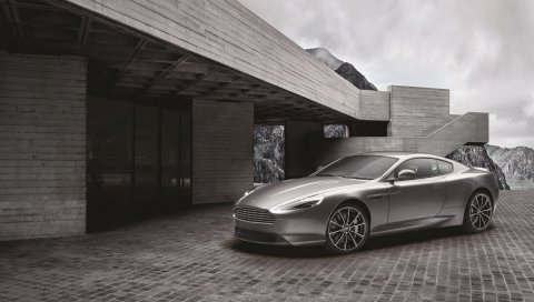 Aston martin, db9, gt, серый, вид сбоку
