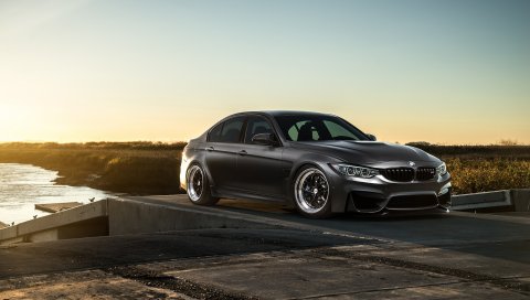 Bmw, m3, f80, серый, вид сбоку