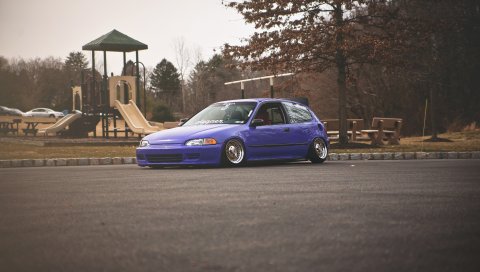 Honda civic, фиолетовый, вид сбоку