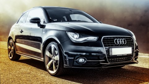 Audi, автомобиль, вид сбоку, черный