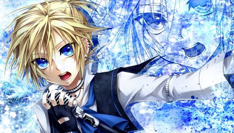 Ueno tsuki, вокалоид, kagamine len, микрофон