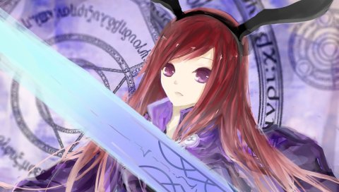 Волшебный хвост, erza scarlet, девушка, аниме, меч