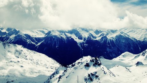 Горы, val thorens, франция, вершина, снег