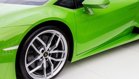 Lamborghini, зеленый, дверь, колесо