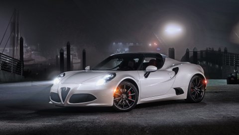 Alfa romeo, 4c, spider, us-spec, белый, вид сбоку