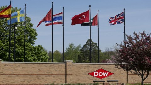 Dupont, dow chemical, flags, wall