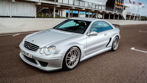 Mercedes-benz, amg, clk-класс, серебро, вид сбоку