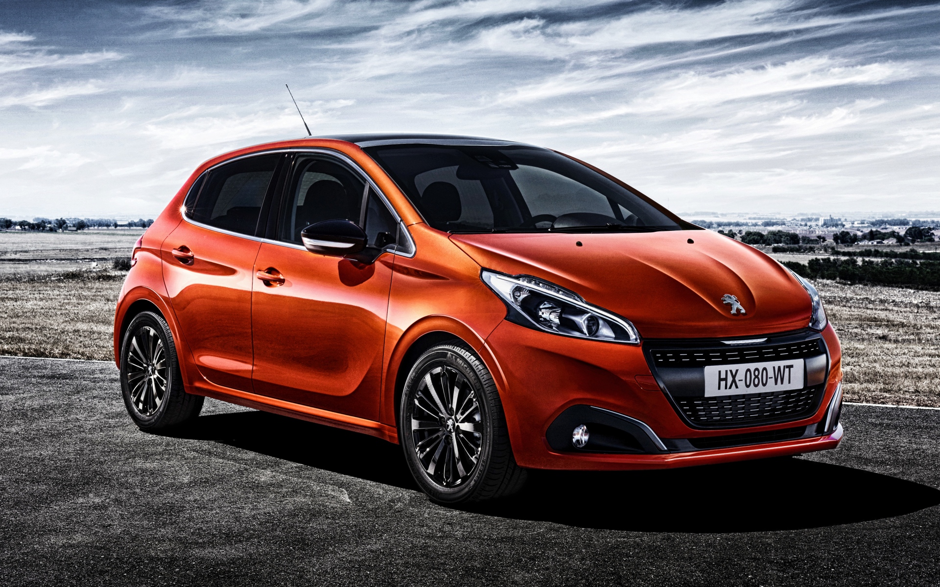 Картинки Peugeot, 208, красный, вид сбоку фото и обои на рабочий стол