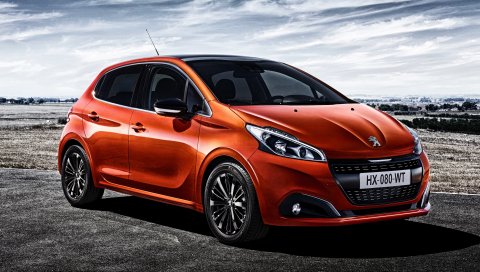 Peugeot, 208, красный, вид сбоку