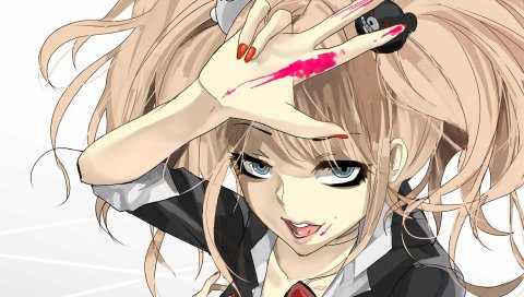 Danganronpa, девушка, аниме, лицо, краска