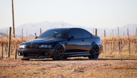 Bmw, m3, e46, черный, вид сбоку