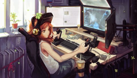 Vivian james, компьютер, игра, мониторы, геймер