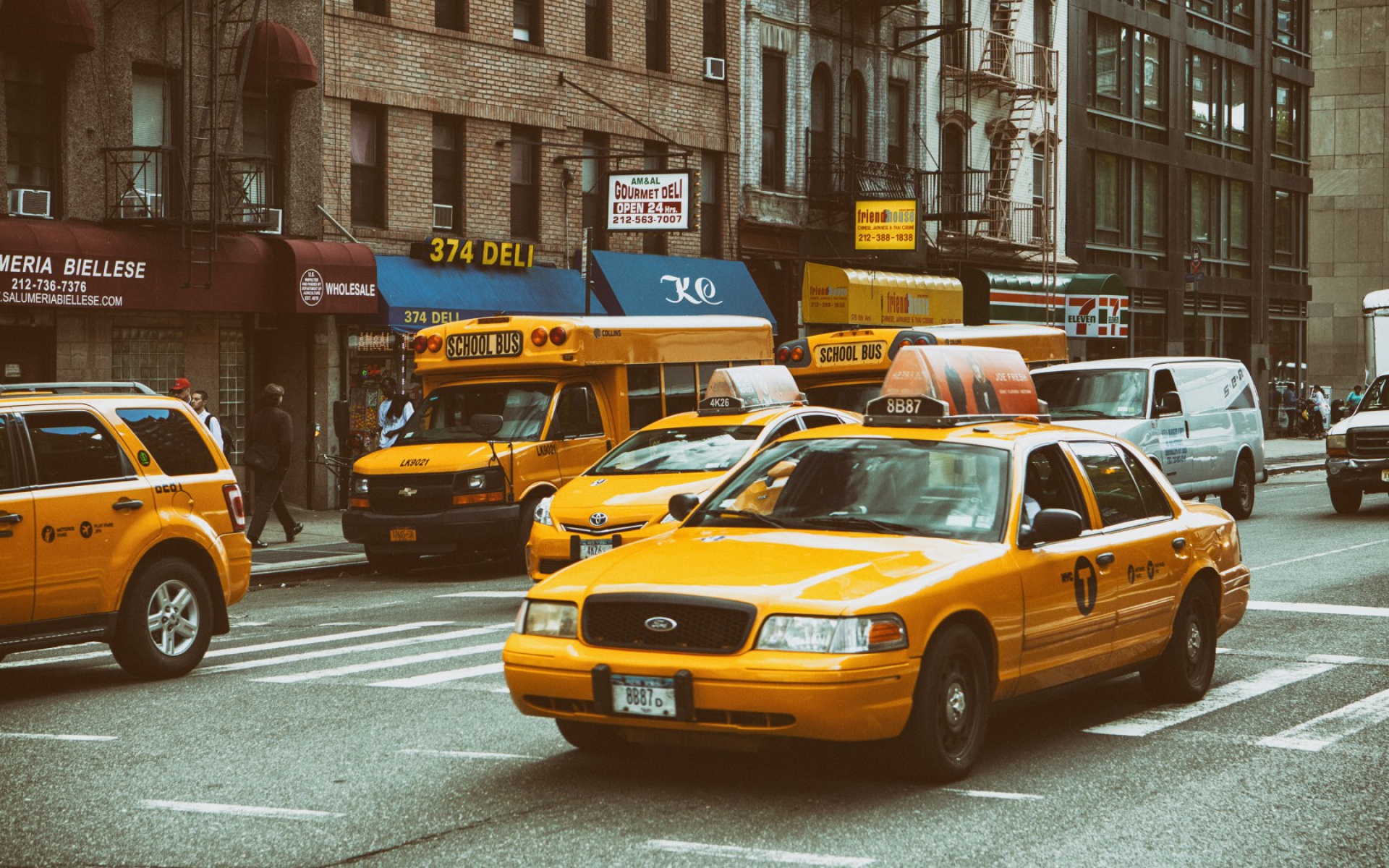 Картинки Желтый трафик, nyc, такси, улица фото и обои на рабочий стол