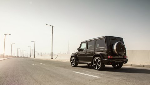 Mercedes-benz, g-klasse, w463, черный, вид сзади