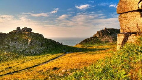 Эксмур, Somerset, трава, небо, HDR